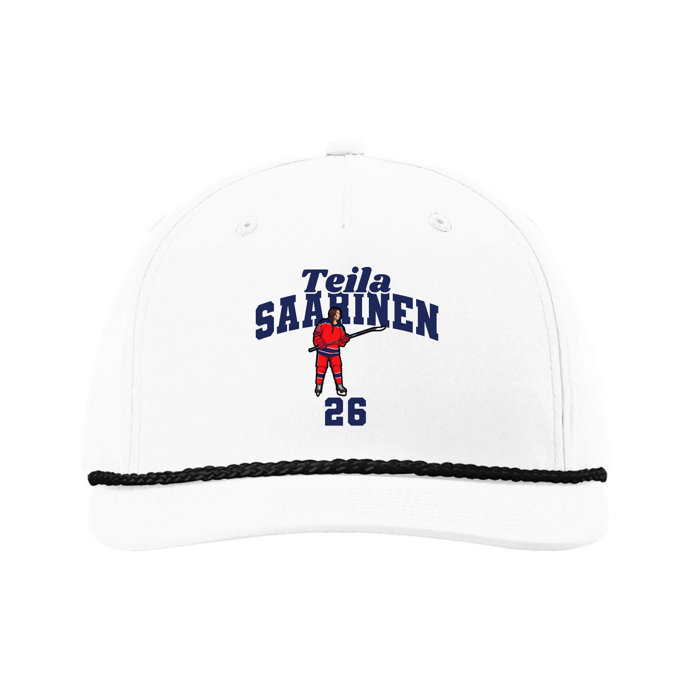 Five-Panel Classic Rope Cap — Signature Arch in White