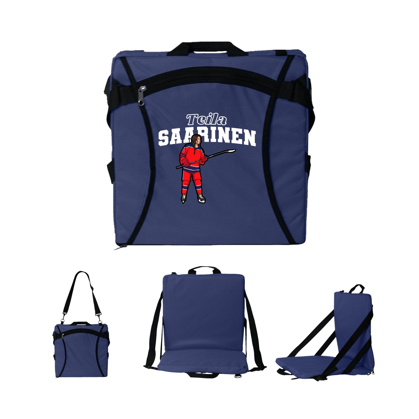 Folding Stadium Seat — Name Arch in Navy