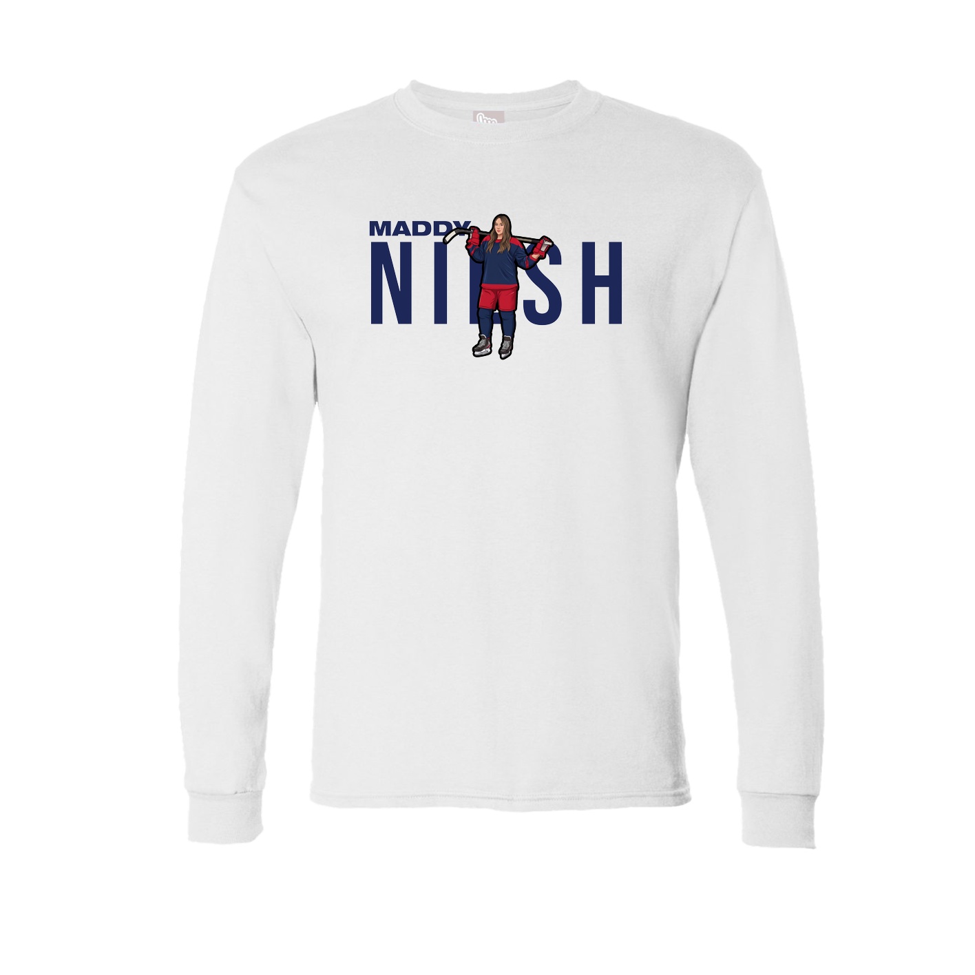 Long Sleeve Tee — Player Name in White