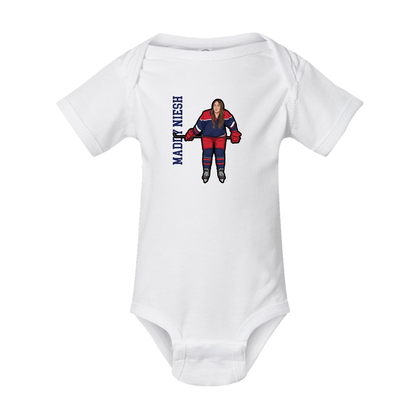 Baby Onesie — Name Vertical in White