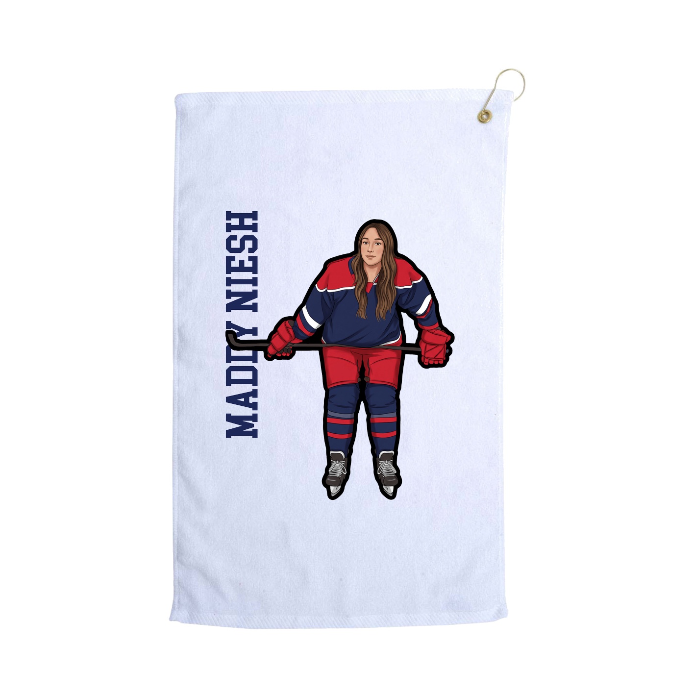 Golf Towel — Name Vertical in White
