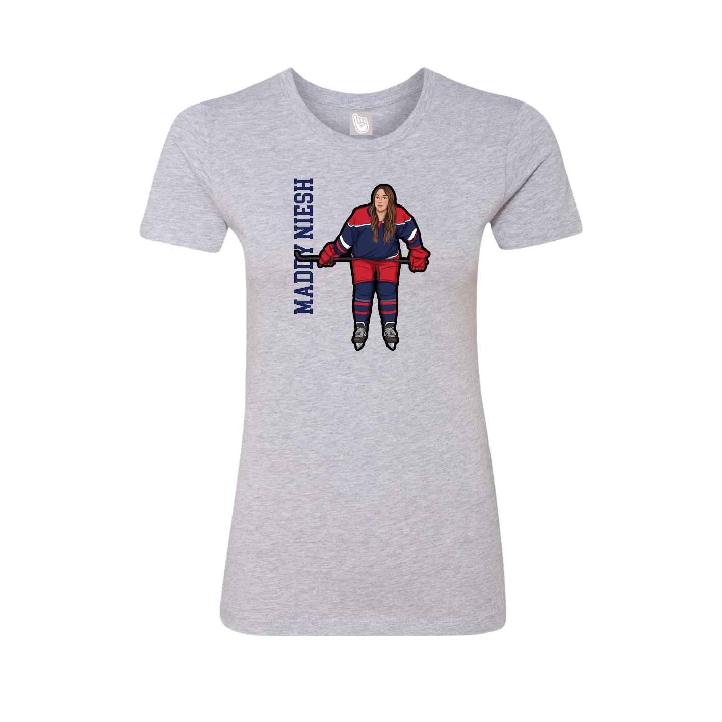 Fitted Women's Tee — Name Vertical in Grey