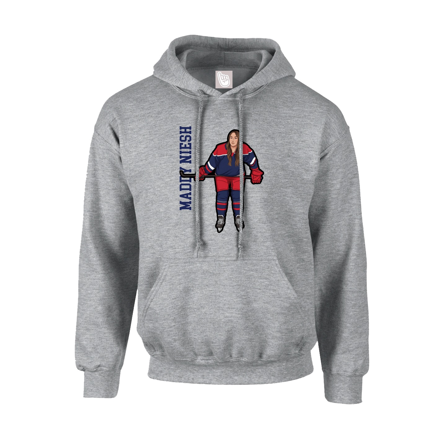 Youth Hoodie — Name Vertical in Grey