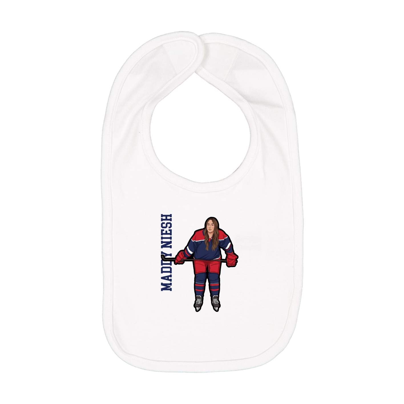Infant Bib — Name Vertical in White