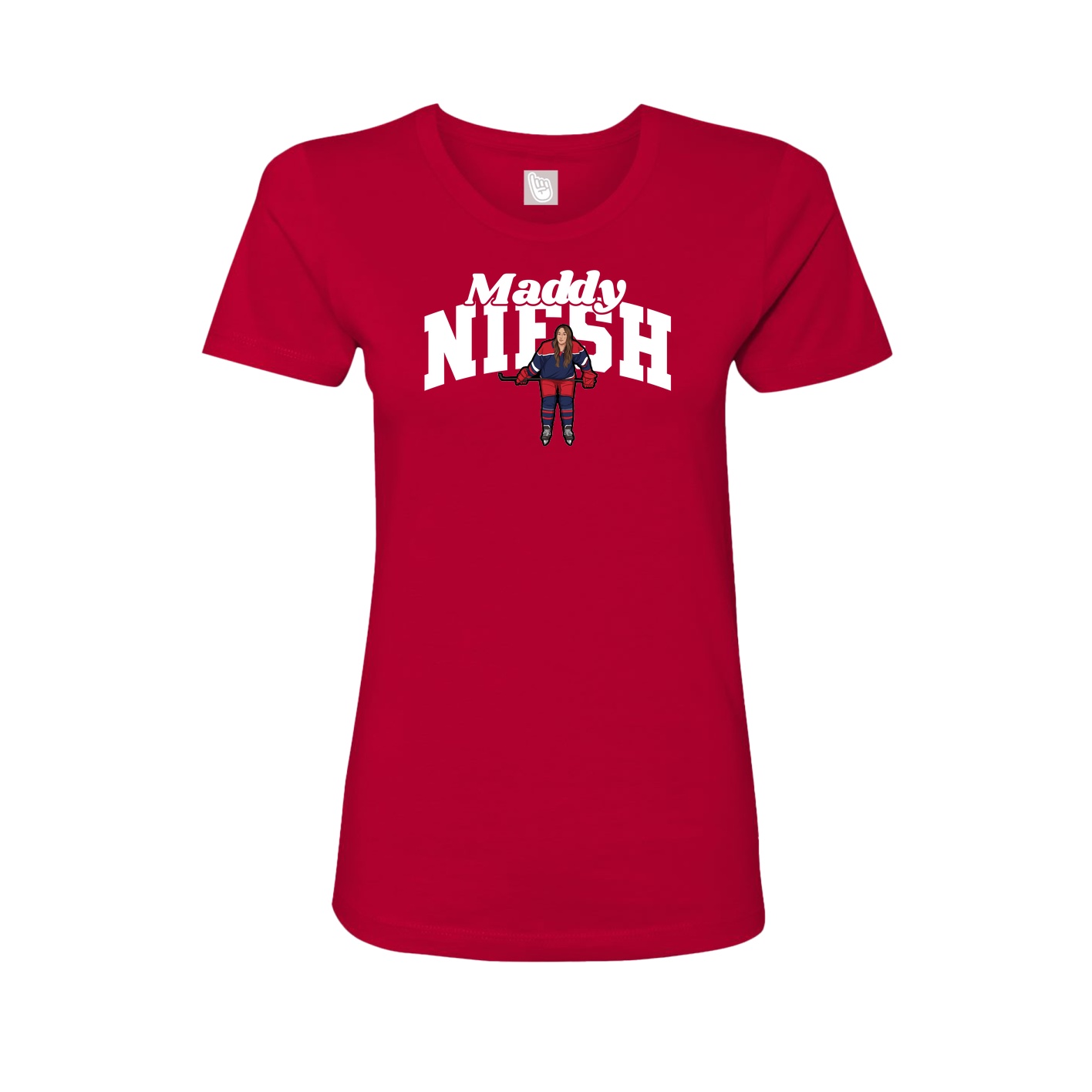 Fitted Women's Tee — Signature Arch in Red