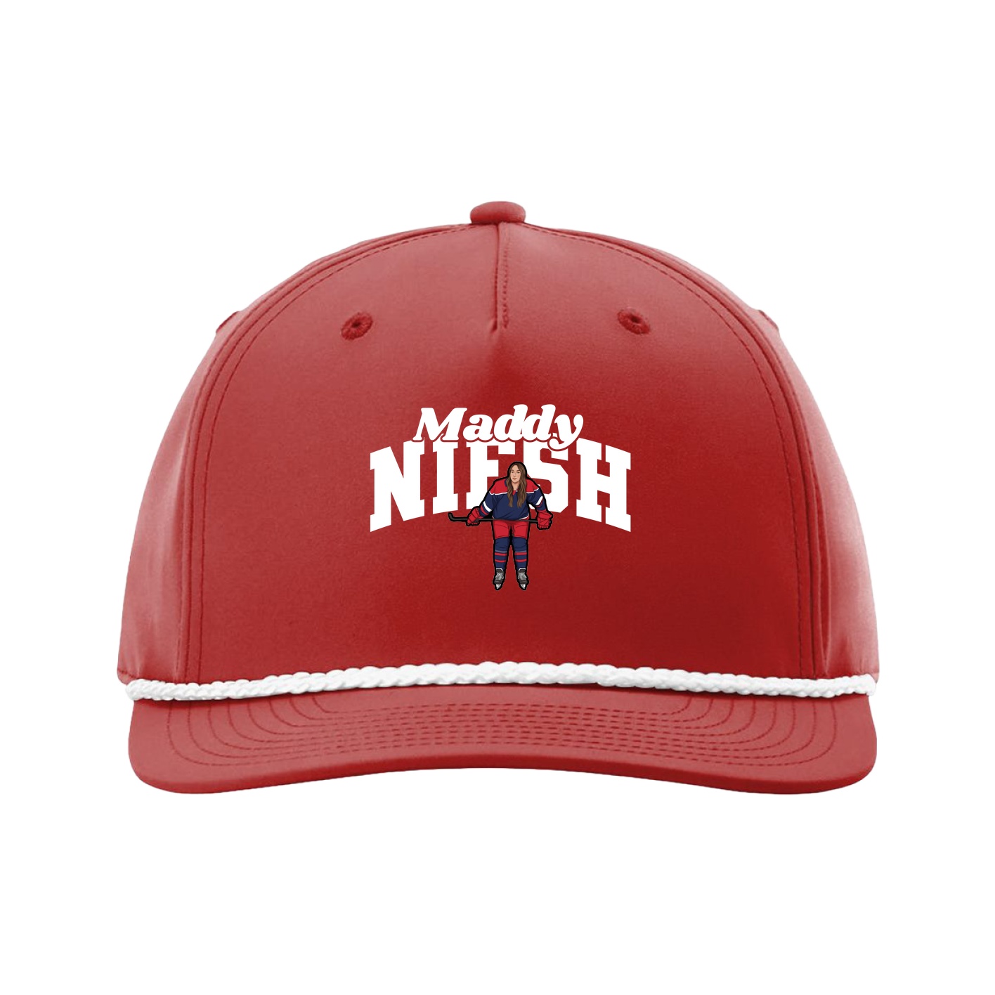 Five-Panel Classic Rope Cap — Signature Arch in Red