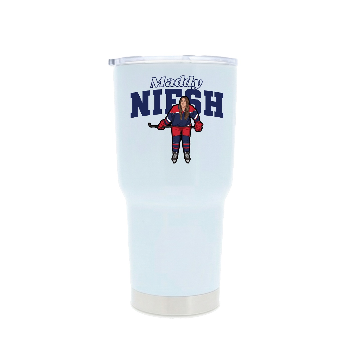 30oz Stainless Steel Tumbler — Name Arch in White