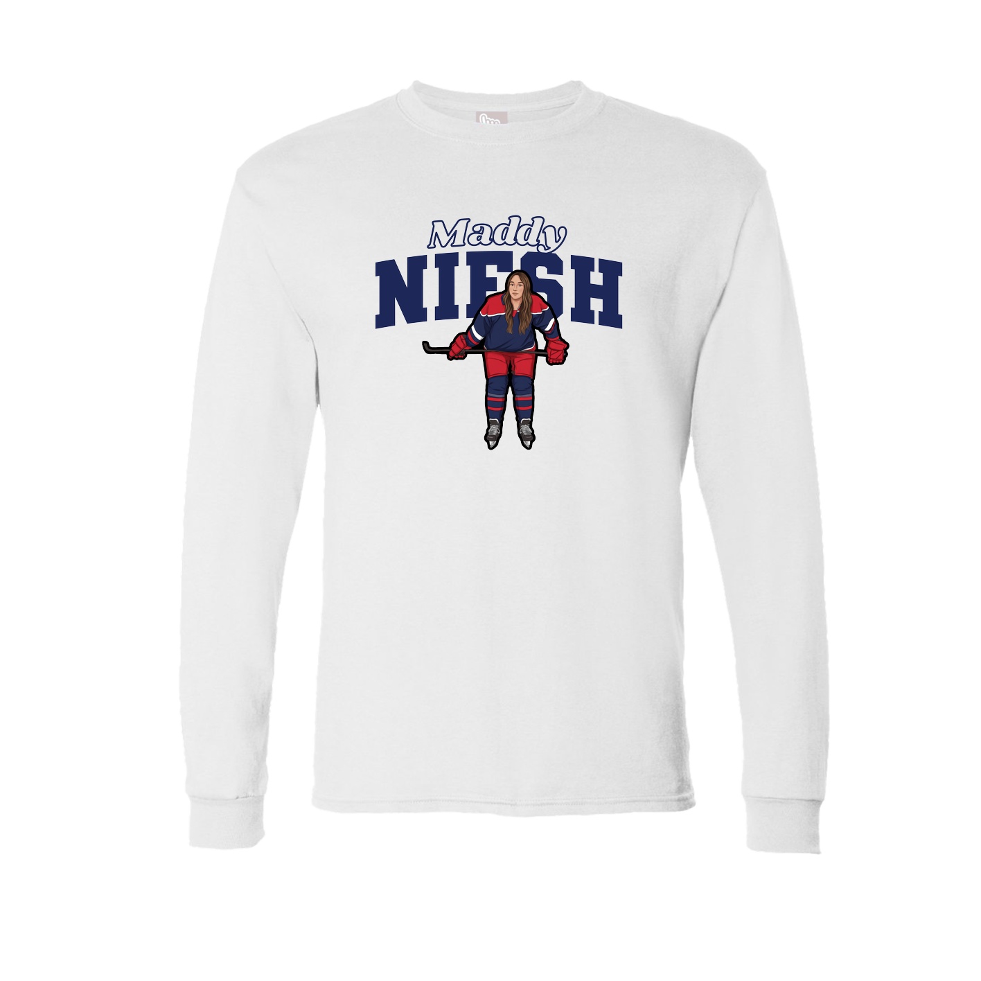 Long Sleeve Tee — Name Arch in White