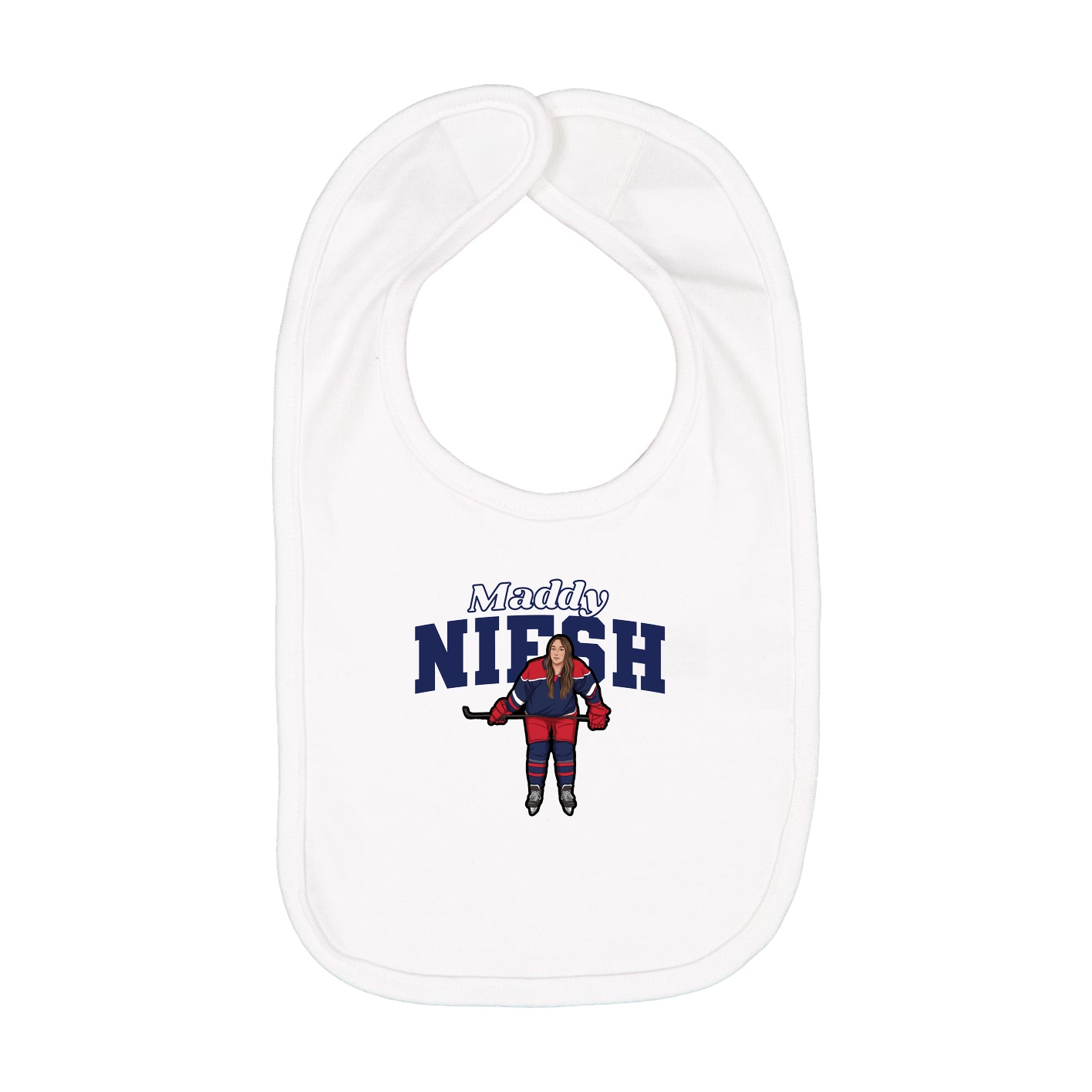 Infant Bib — Name Arch in White