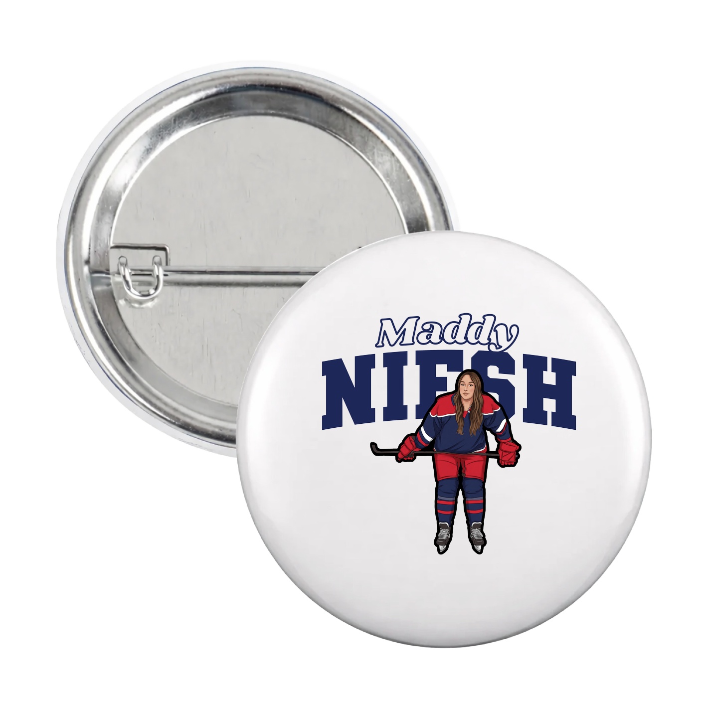 Game Day Button — Name Arch in White