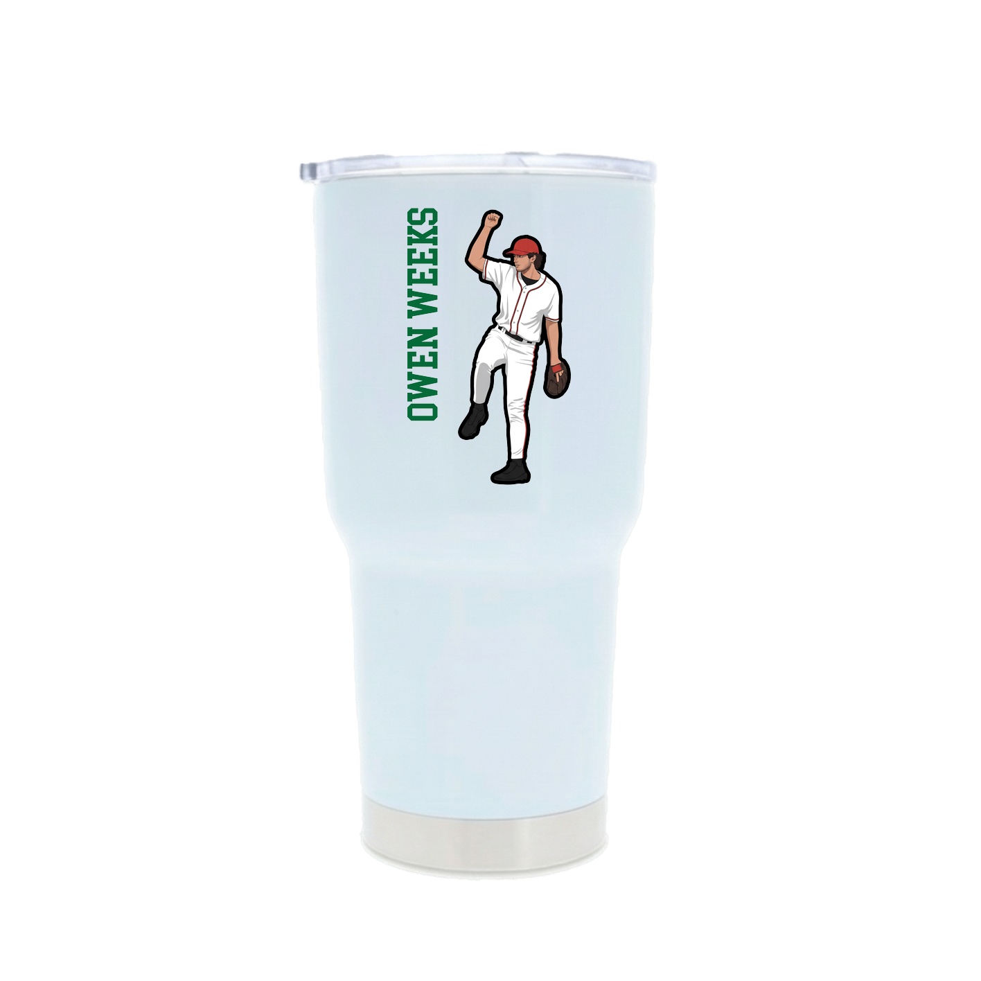 30oz Stainless Steel Tumbler — Name Vertical in White