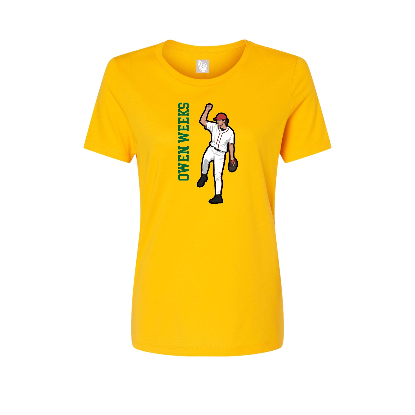 Fitted Women's Tee — Name Vertical in Gold