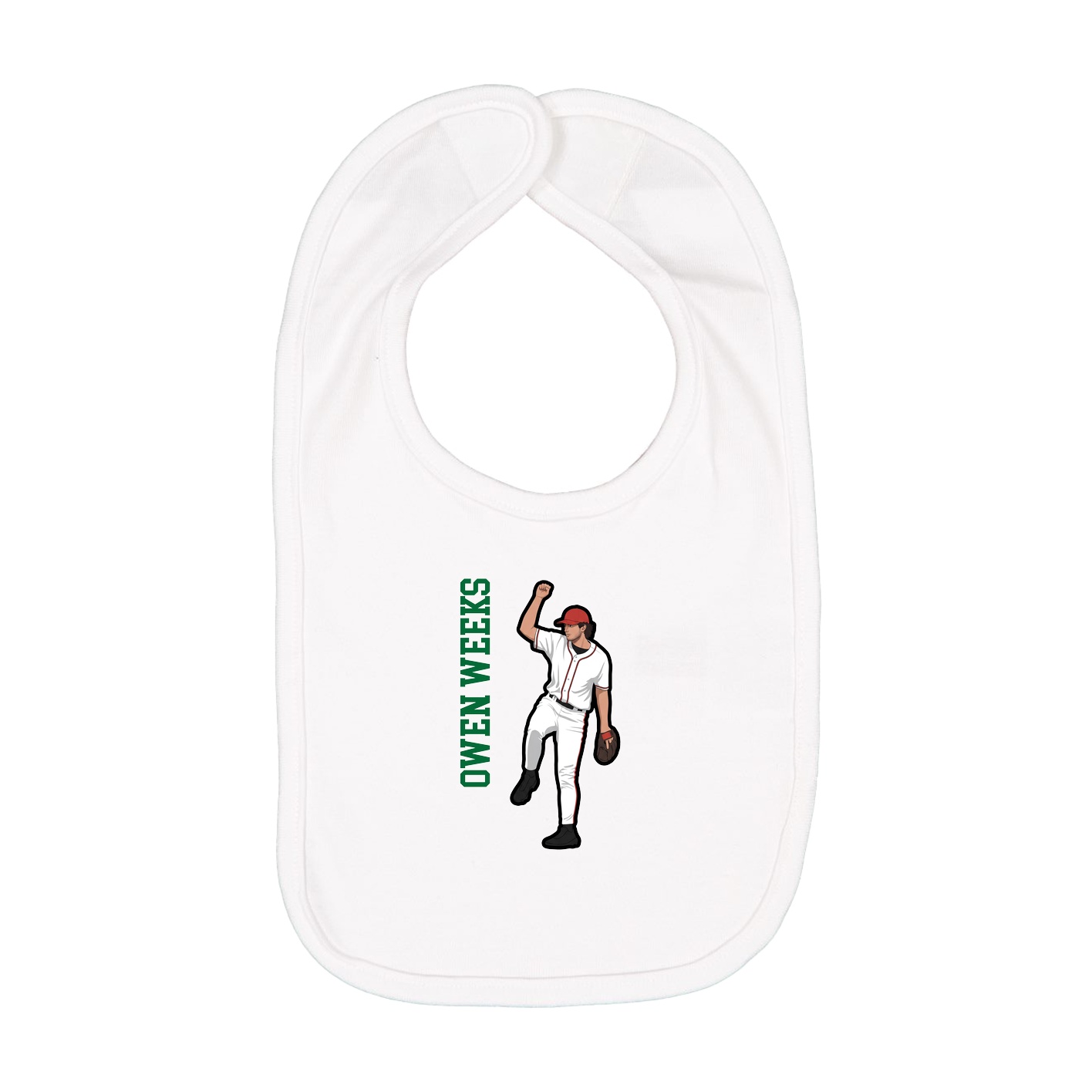 Infant Bib — Name Vertical in White