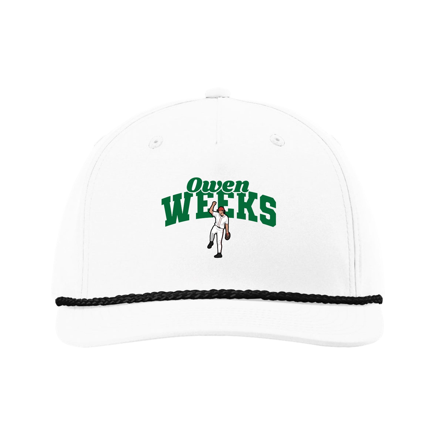 Five-Panel Classic Rope Cap — Signature Arch in White