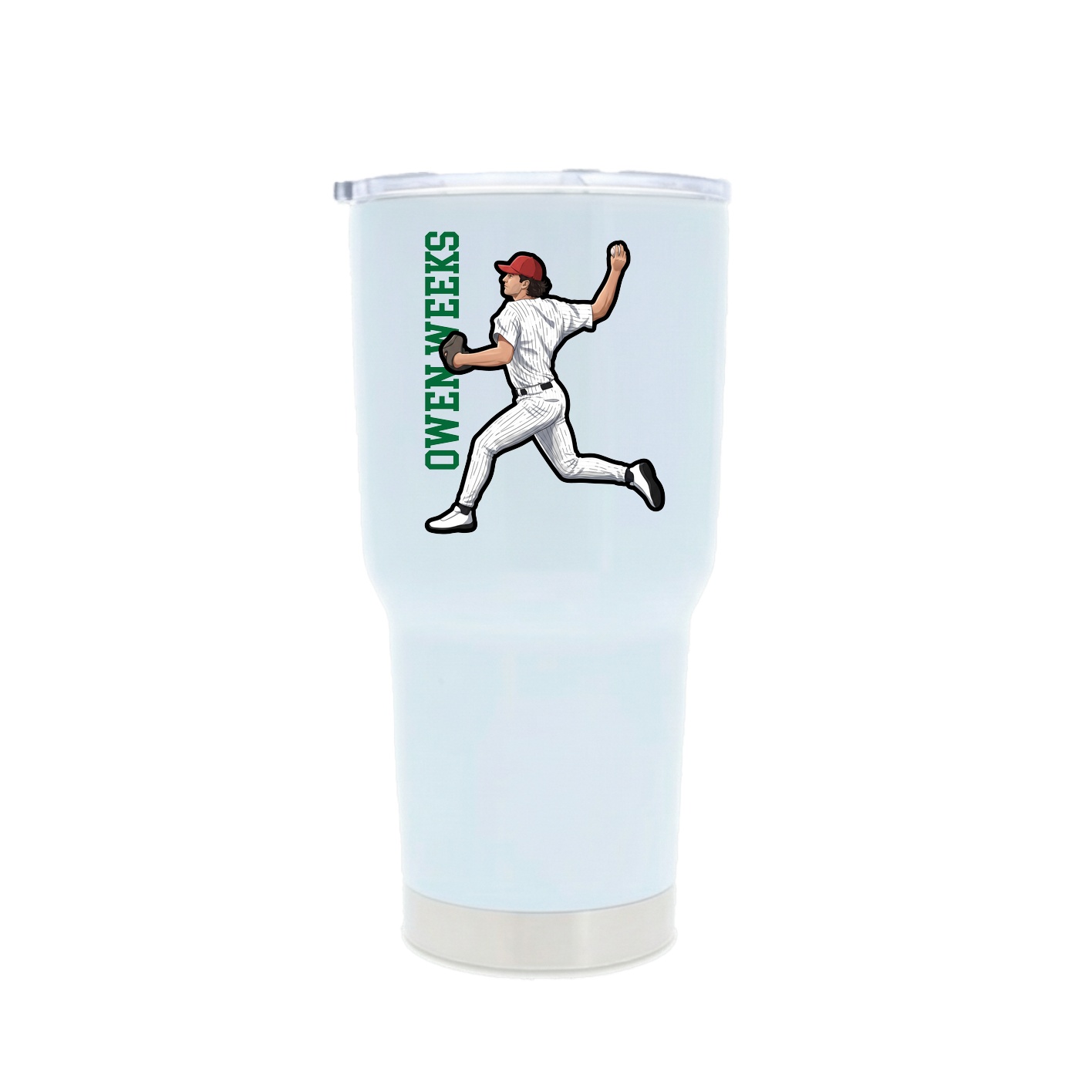 30oz Stainless Steel Tumbler — Name Vertical in White