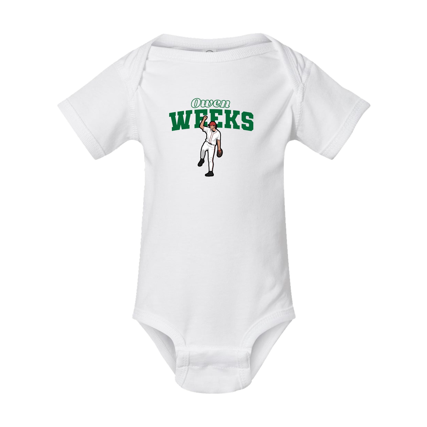 Baby Onesie — Name Arch in White