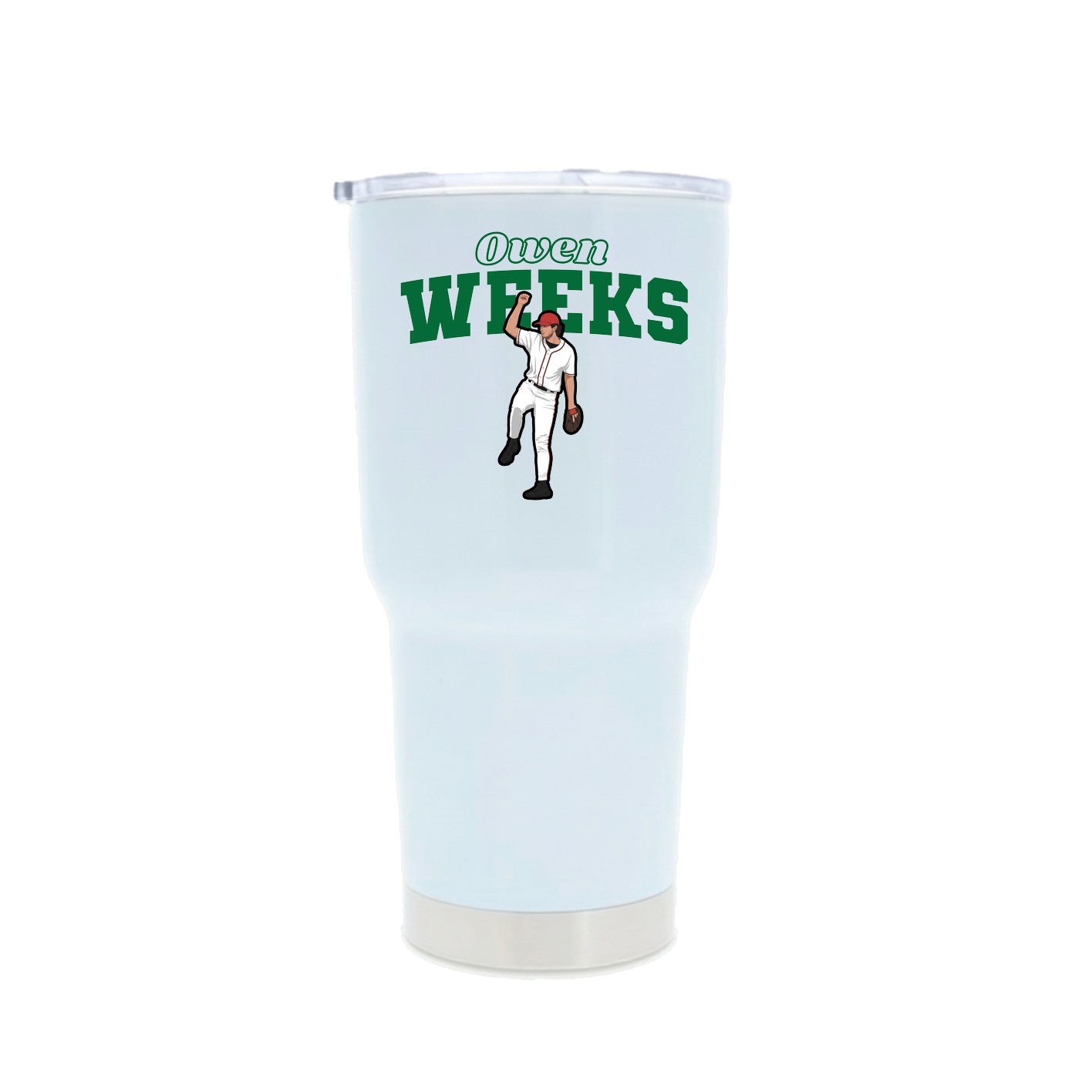 30oz Stainless Steel Tumbler — Name Arch in White