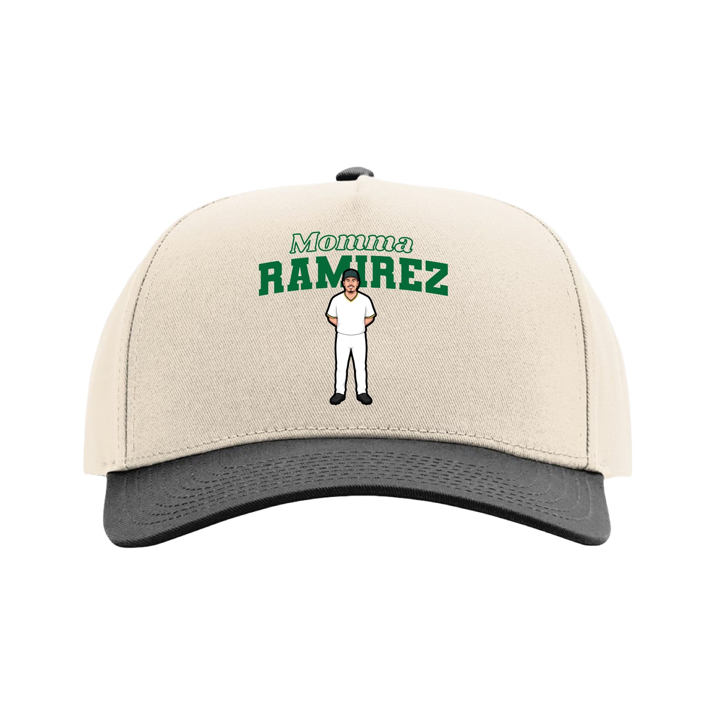 Full Fabric Five-Panel Champ Cap — Mothers Day Block in Cream/Black