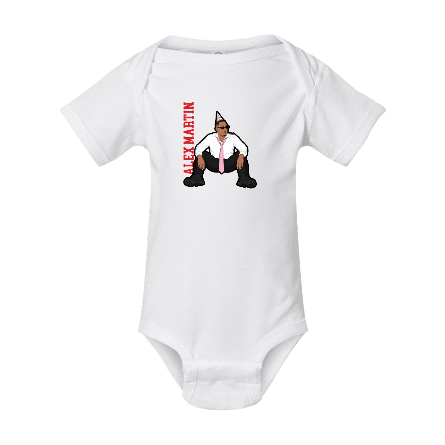 Baby Onesie — Name Vertical in White