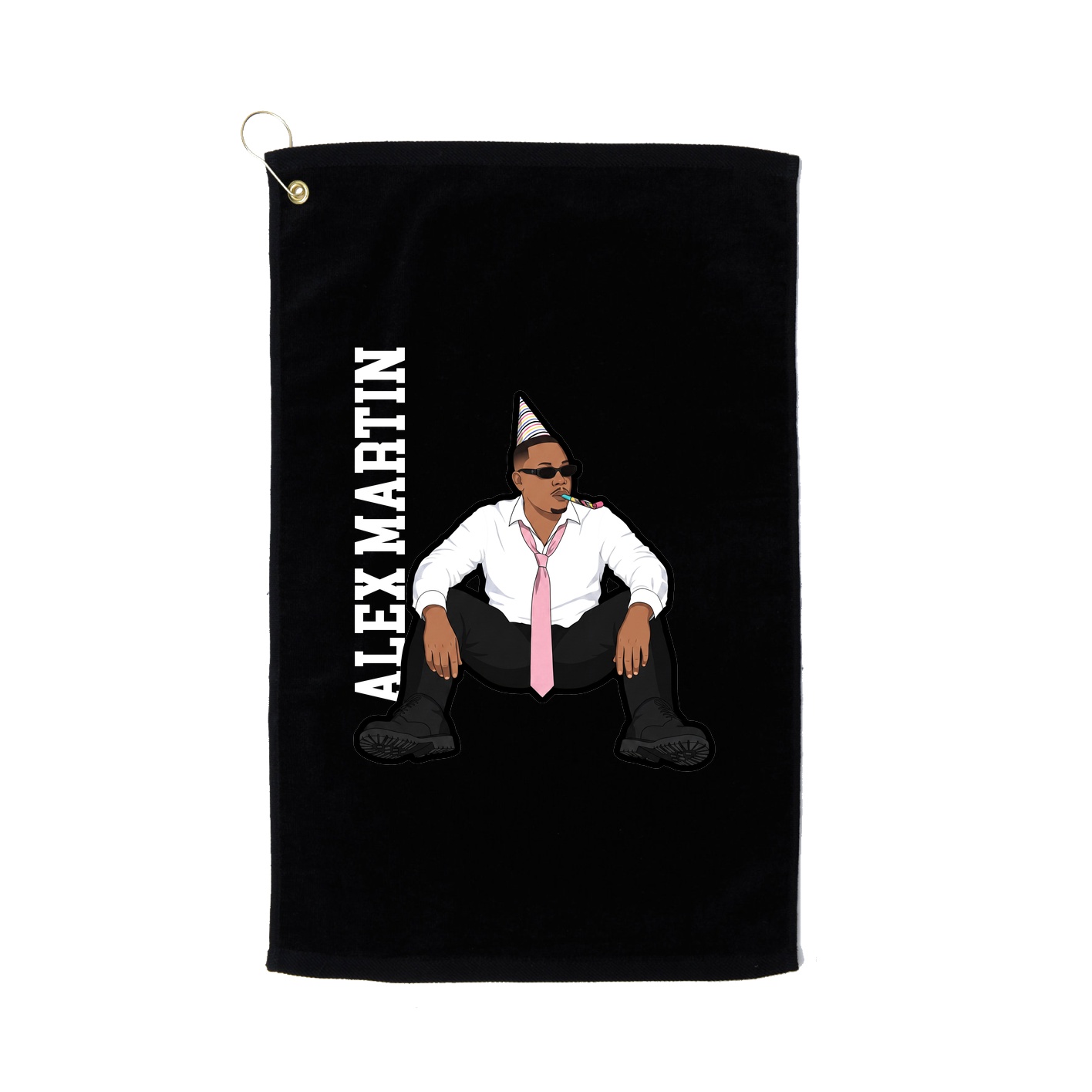 Golf Towel — Name Vertical in Black