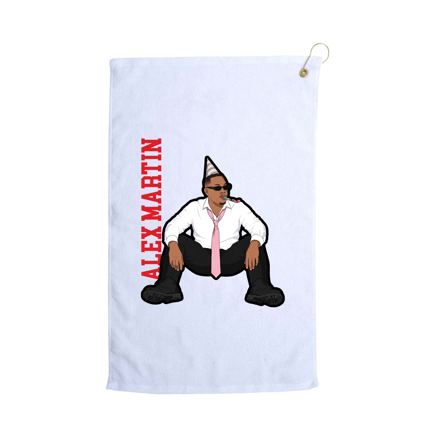 Golf Towel — Name Vertical in White