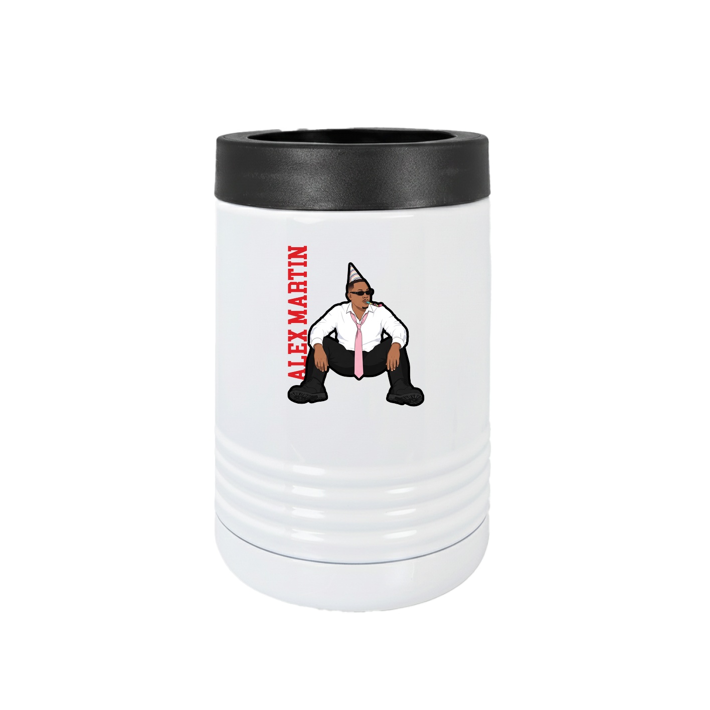 Beverage Holder — Name Vertical in White