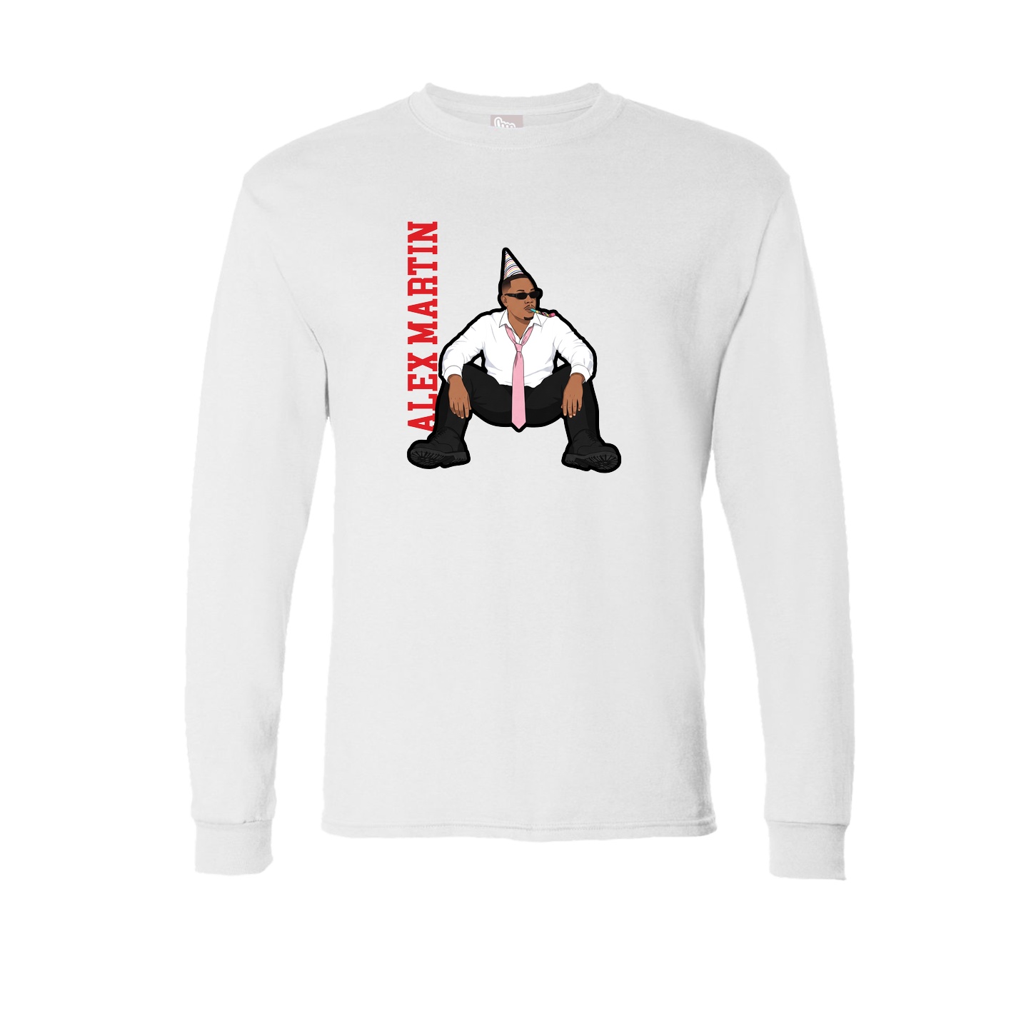 Long Sleeve Tee — Name Vertical in White