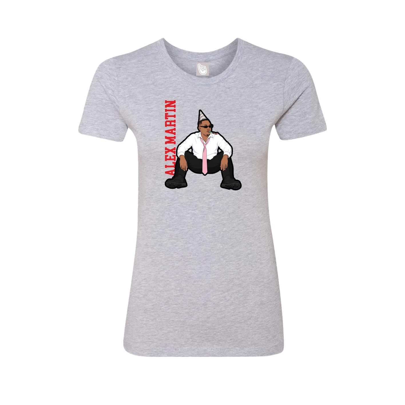 Womens Tee — Name Vertical in Grey