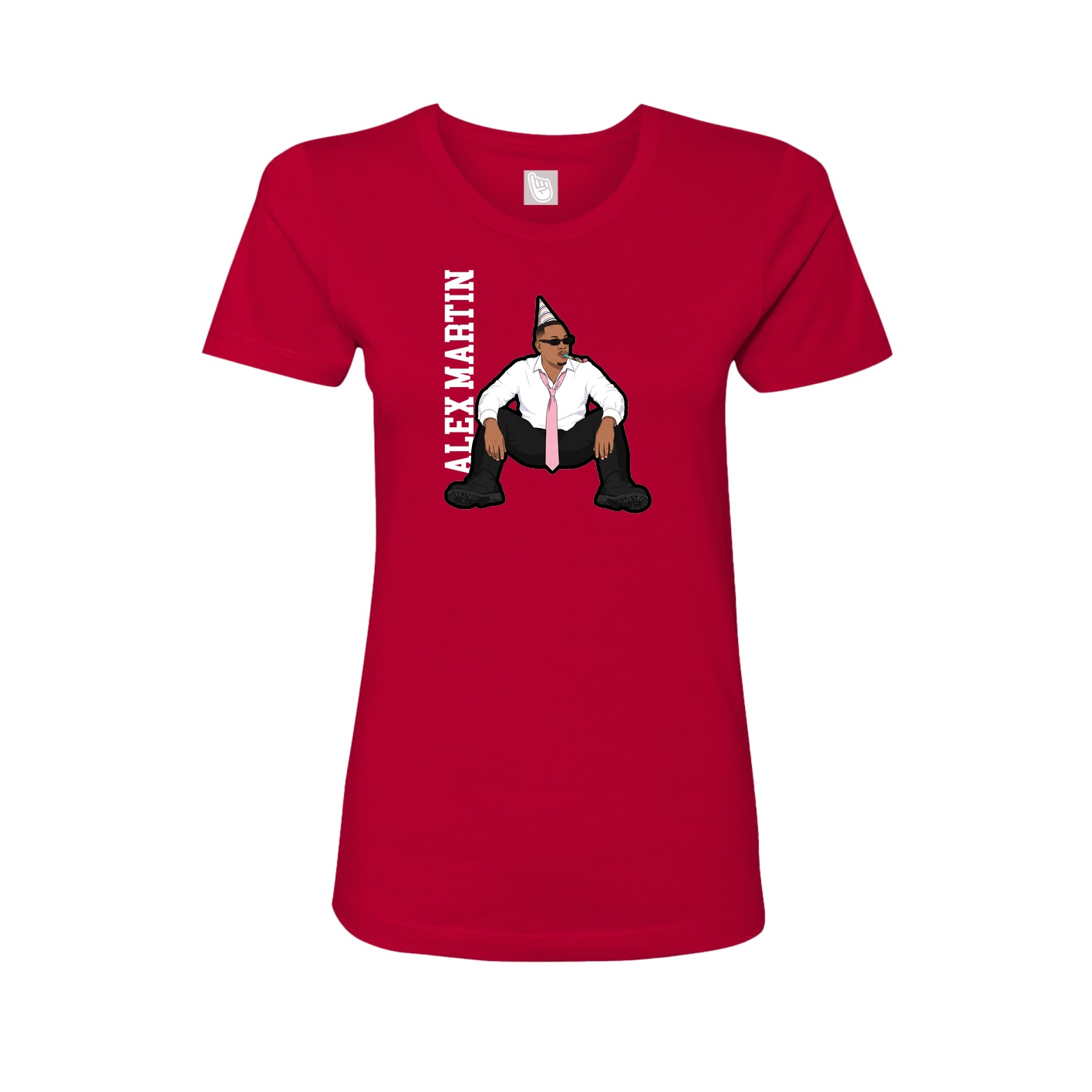 Fitted Women's Tee — Name Vertical in Red