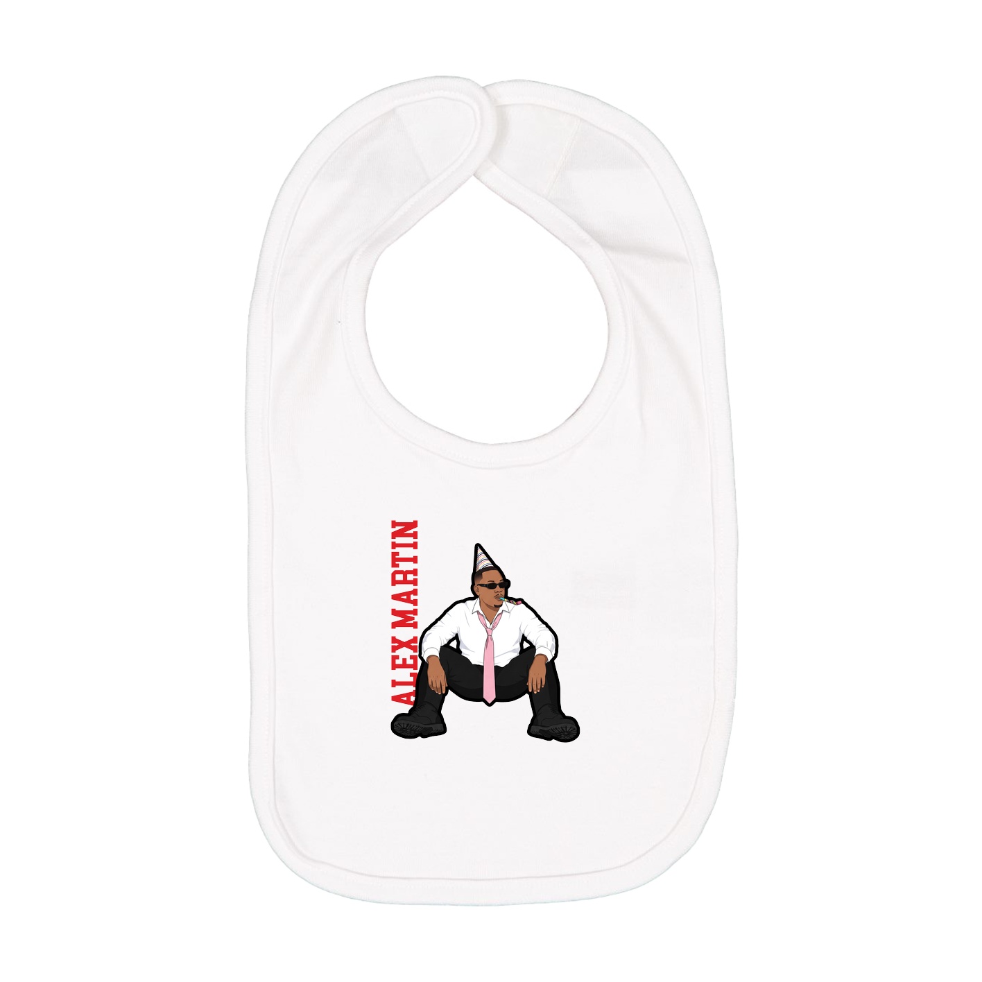 Infant Bib — Name Vertical in White