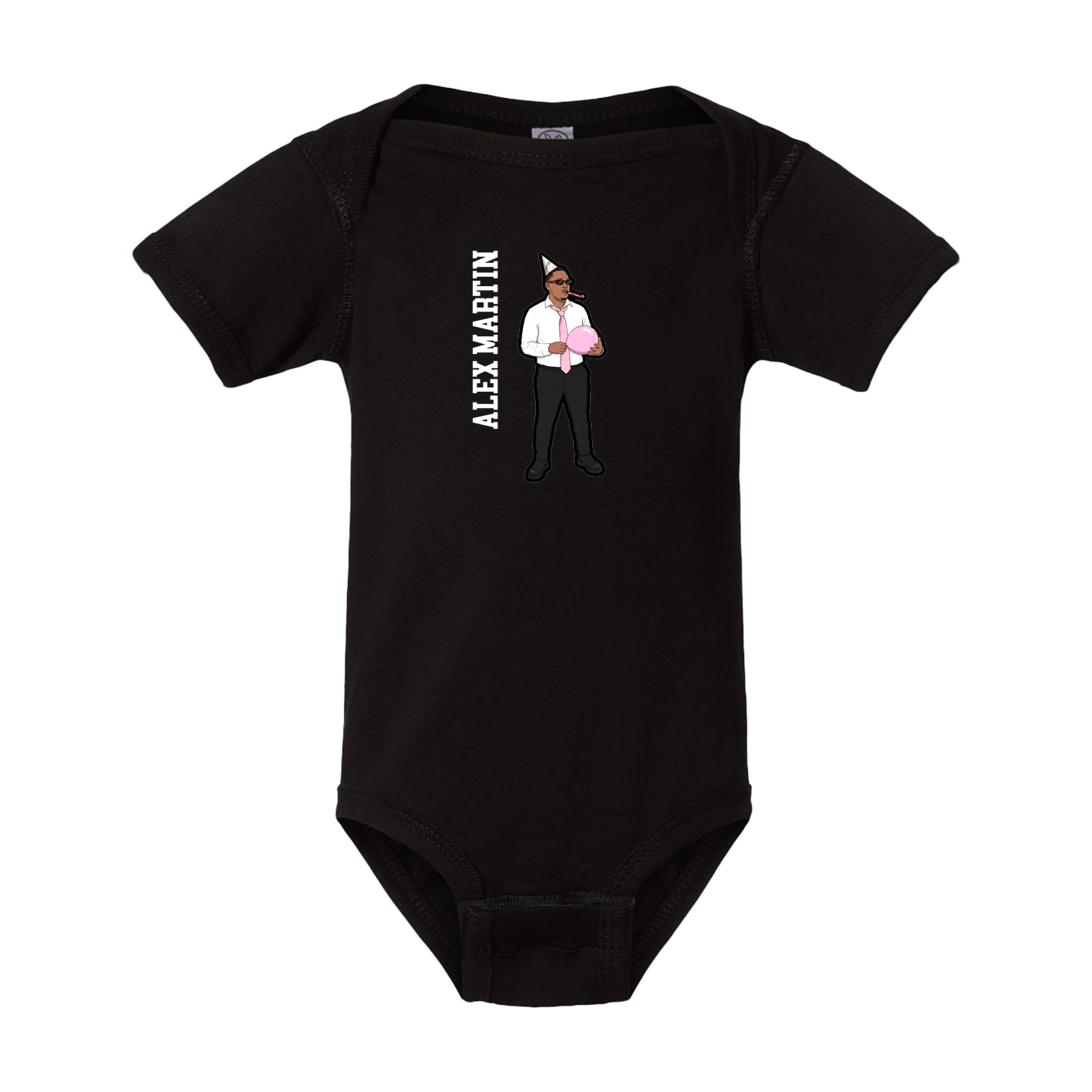 Baby Onesie — Name Vertical in Black
