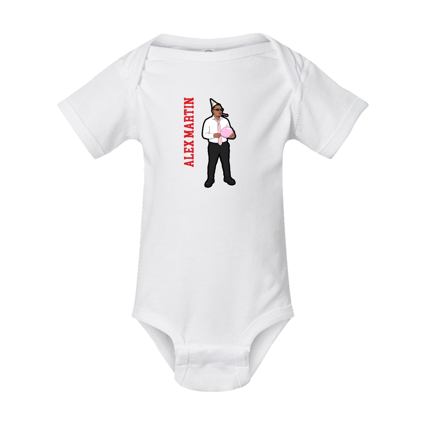 Baby Onesie — Name Vertical in White
