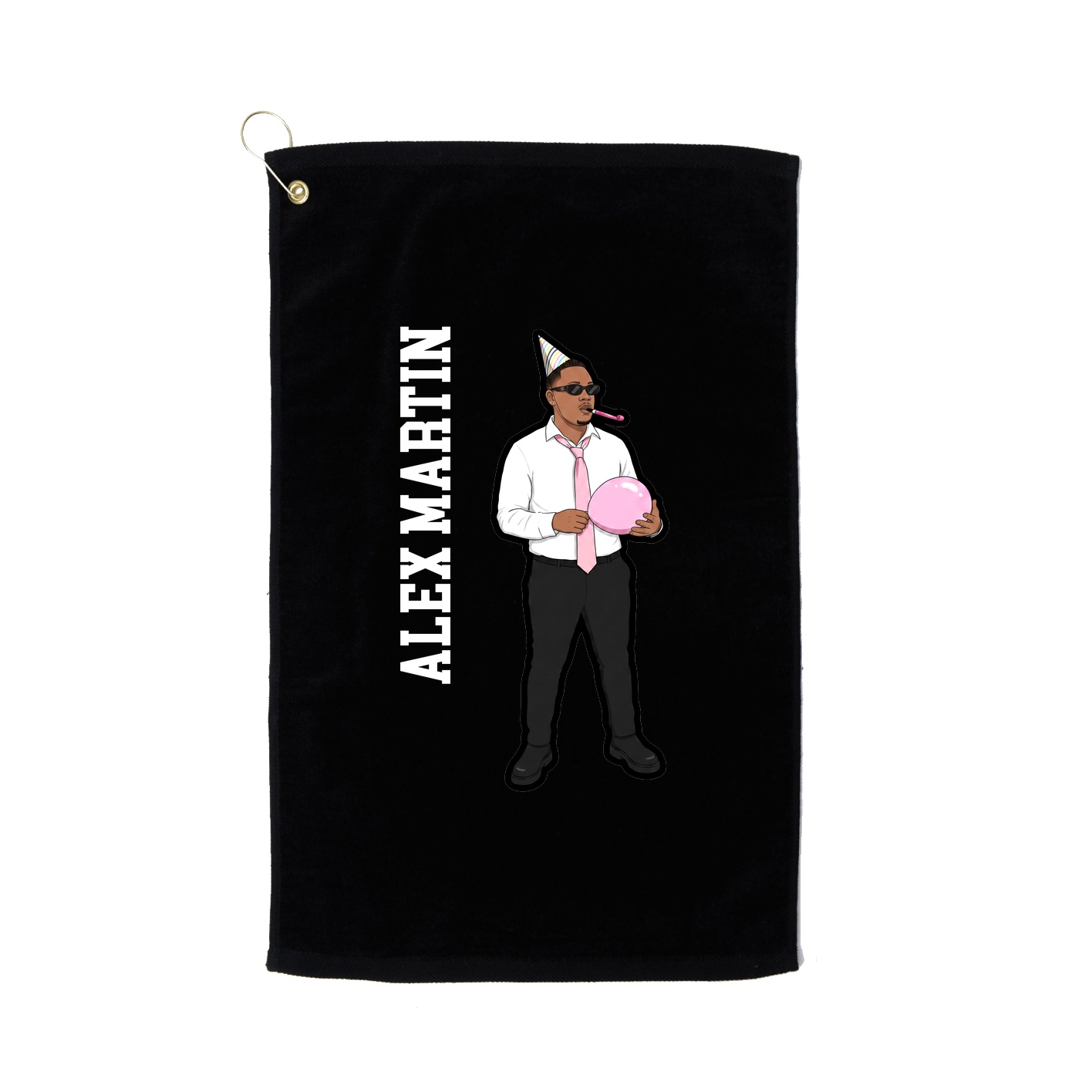 Golf Towel — Name Vertical in Black