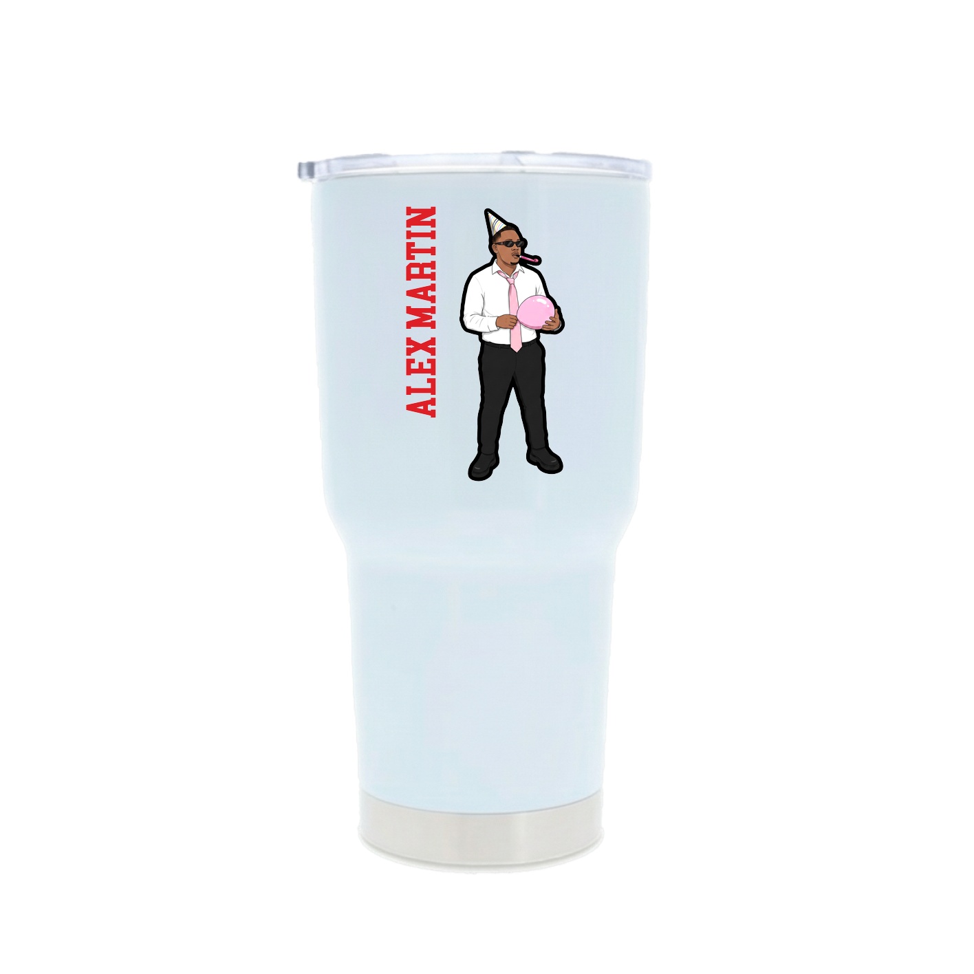 30oz Stainless Steel Tumbler — Name Vertical in White