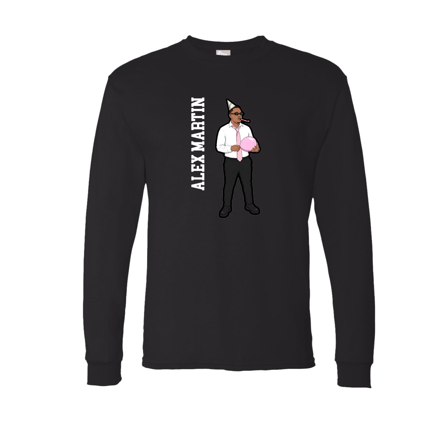 Long Sleeve Tee — Name Vertical in Black