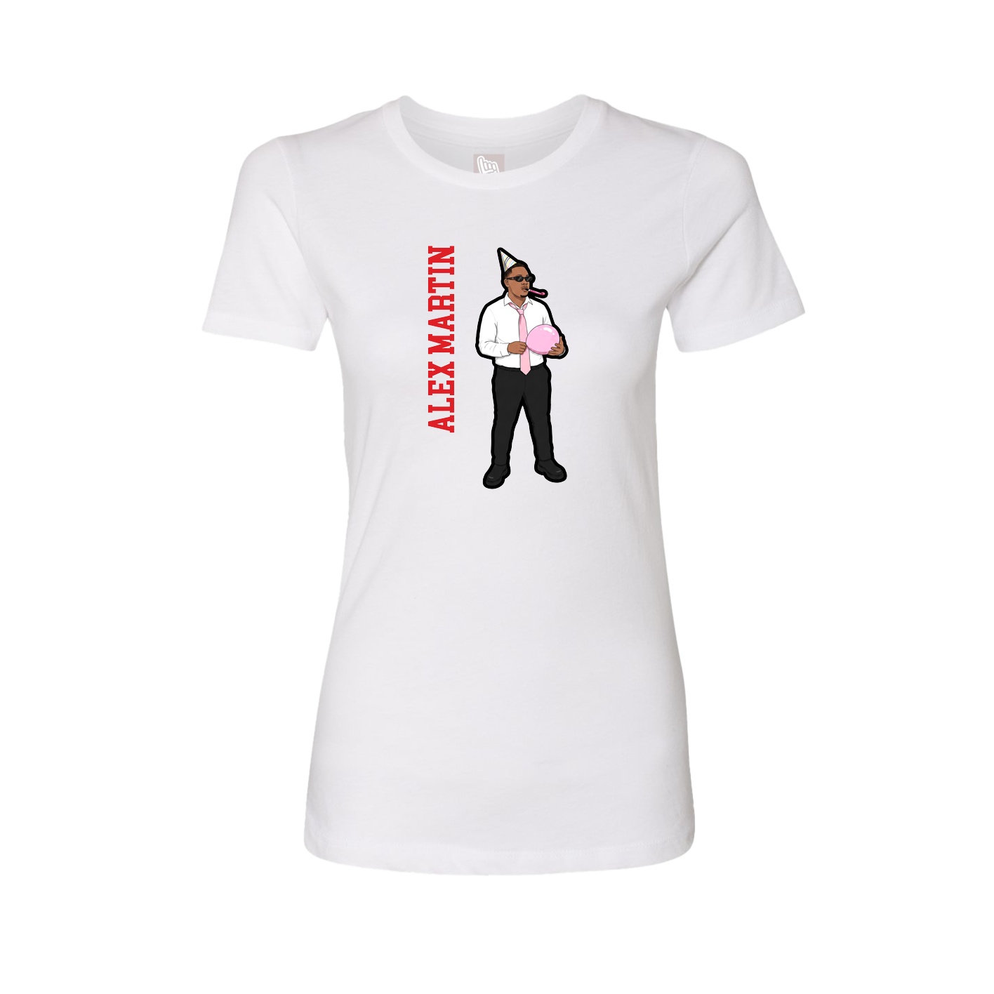Womens Tee — Name Vertical in White