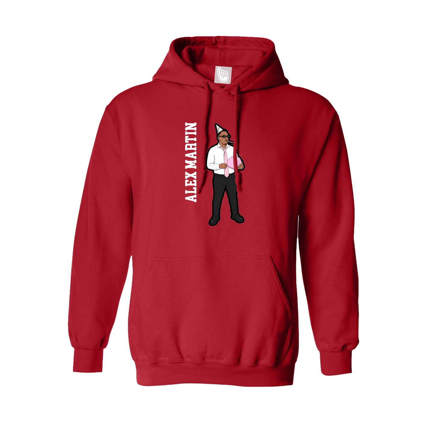 Youth Hoodie — Name Vertical in Red