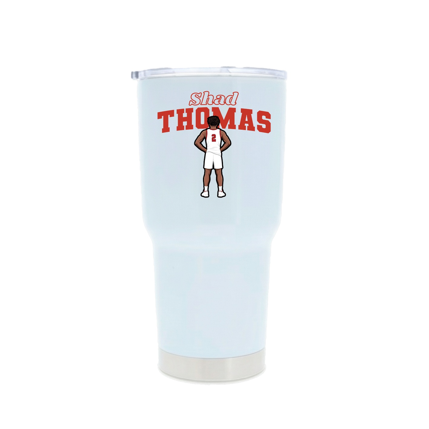 30oz Stainless Steel Tumbler — Name Arch in White