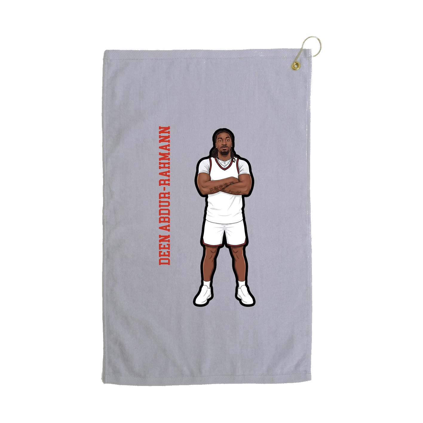 Golf Towel — Name Vertical in Grey