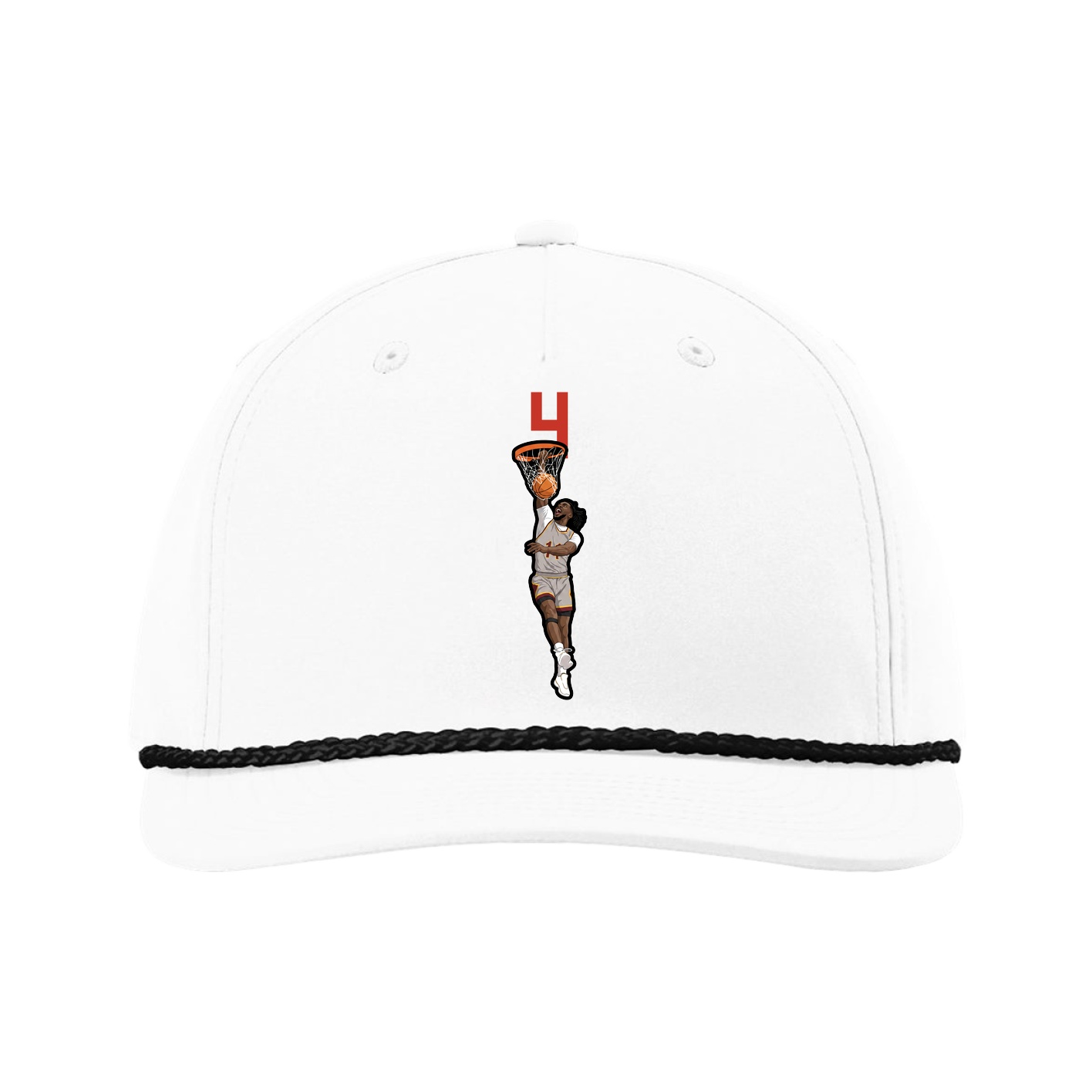 Five-Panel Classic Rope Cap — Number Top in White