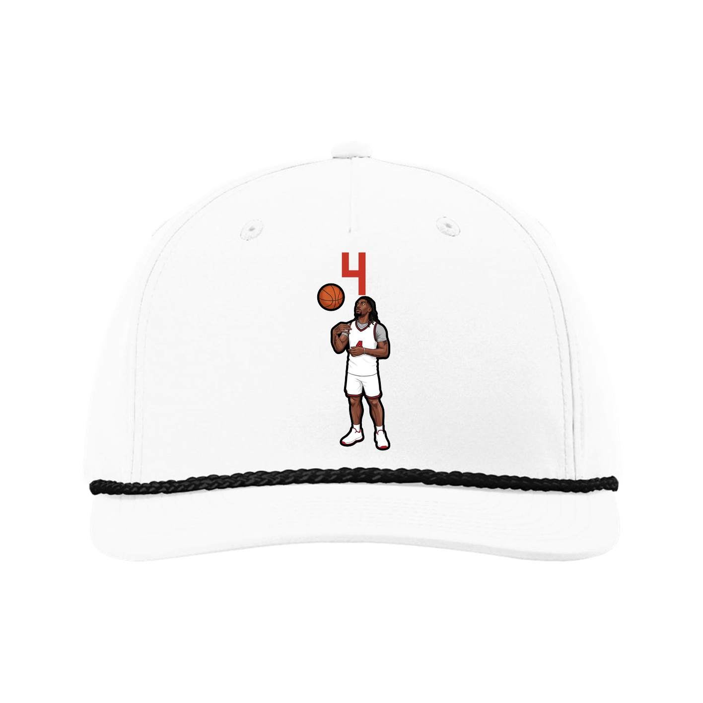 Five-Panel Classic Rope Cap — Number Top in White