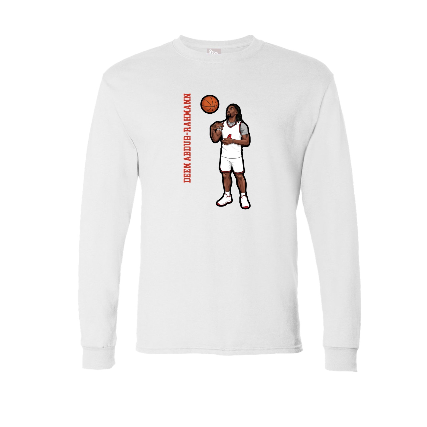 Long Sleeve Tee — Name Vertical in White