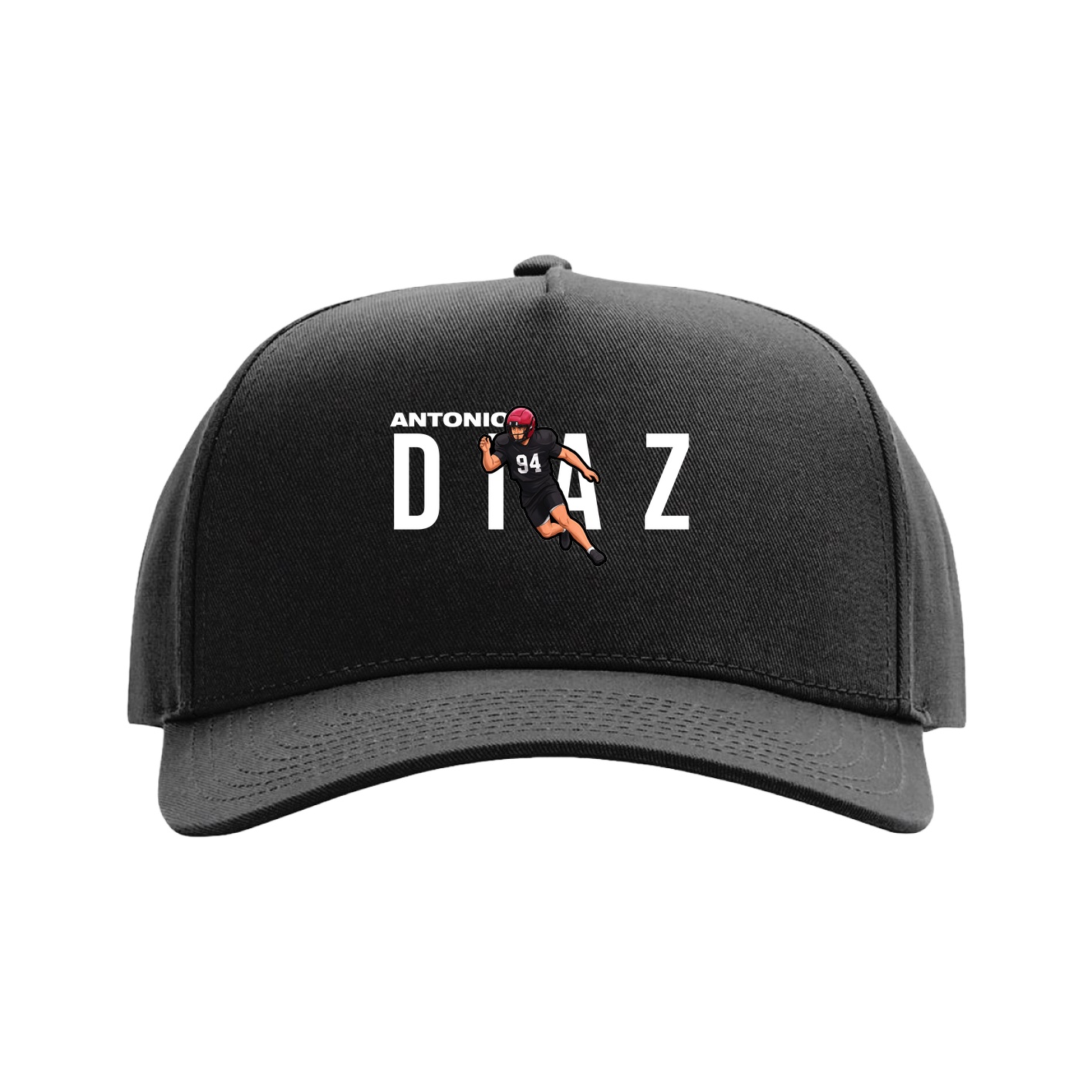 Full Fabric Five-Panel Champ Cap — Player Name in Black