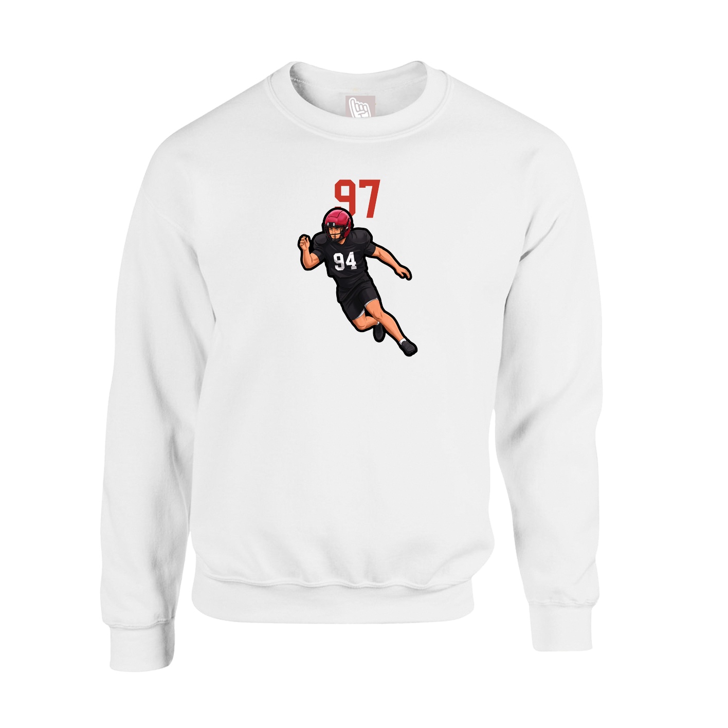 Fleece Crew — Number Top in White