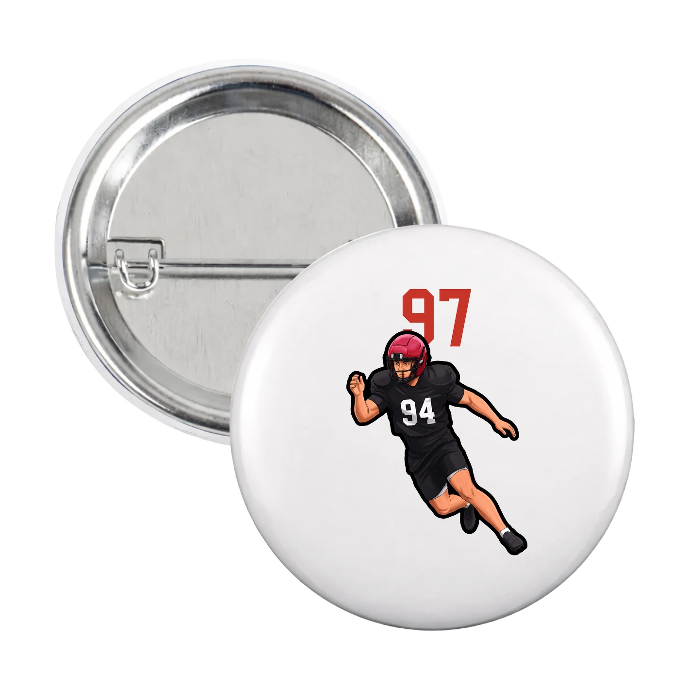 Game Day Button — Number Top in White