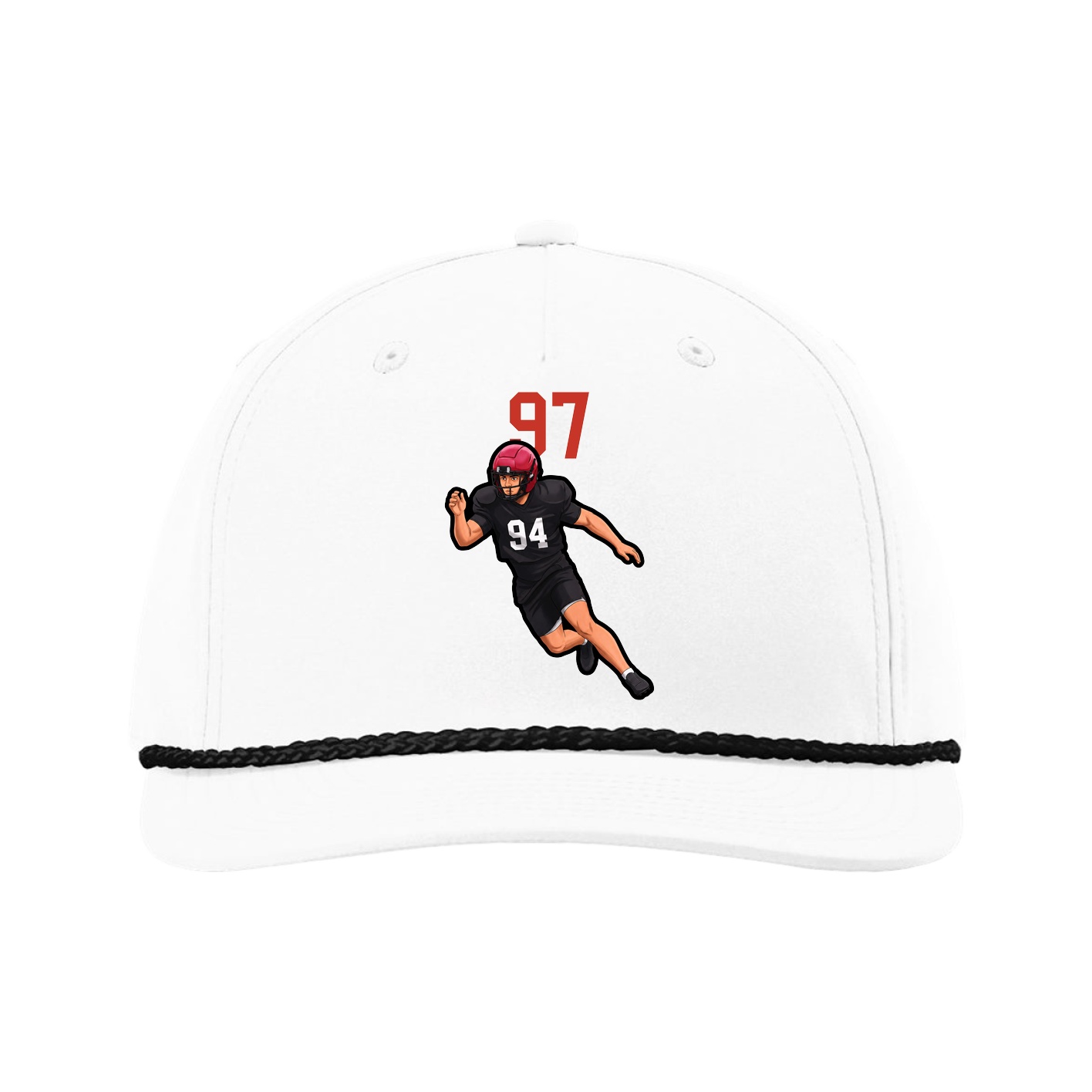 Five-Panel Classic Rope Cap — Number Top in White