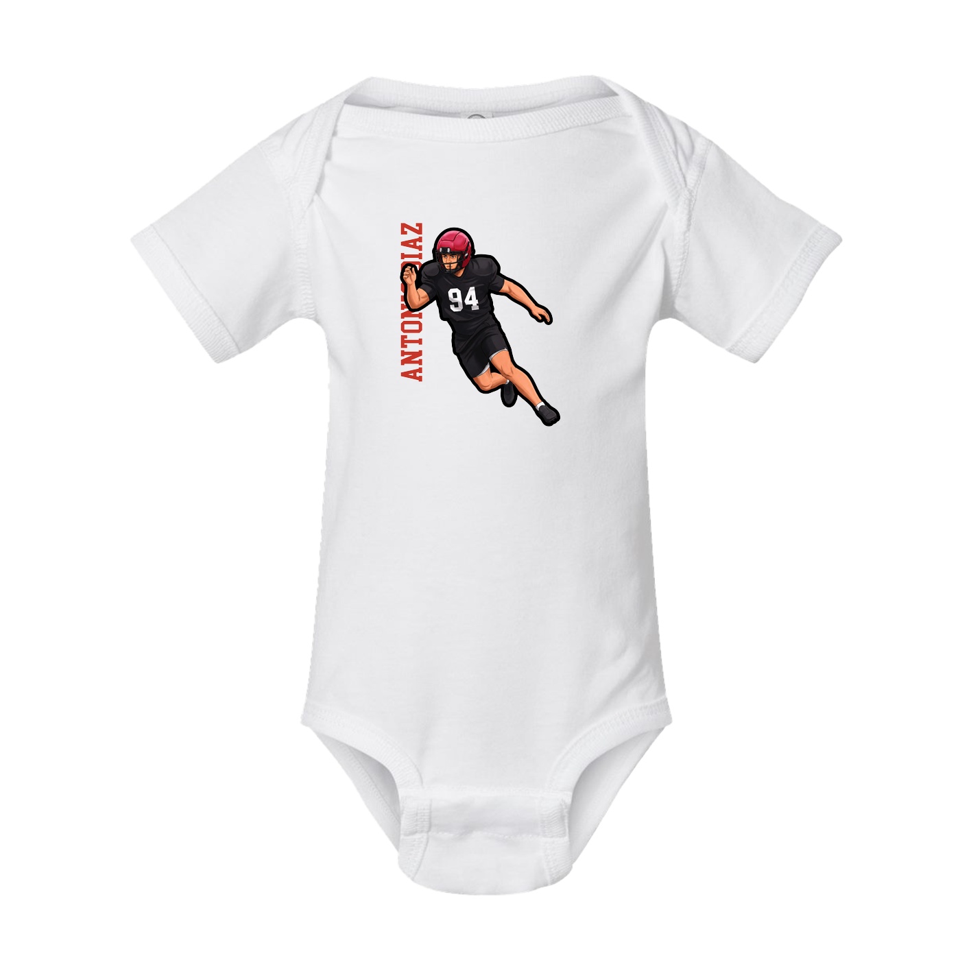 Baby Onesie — Name Vertical in White