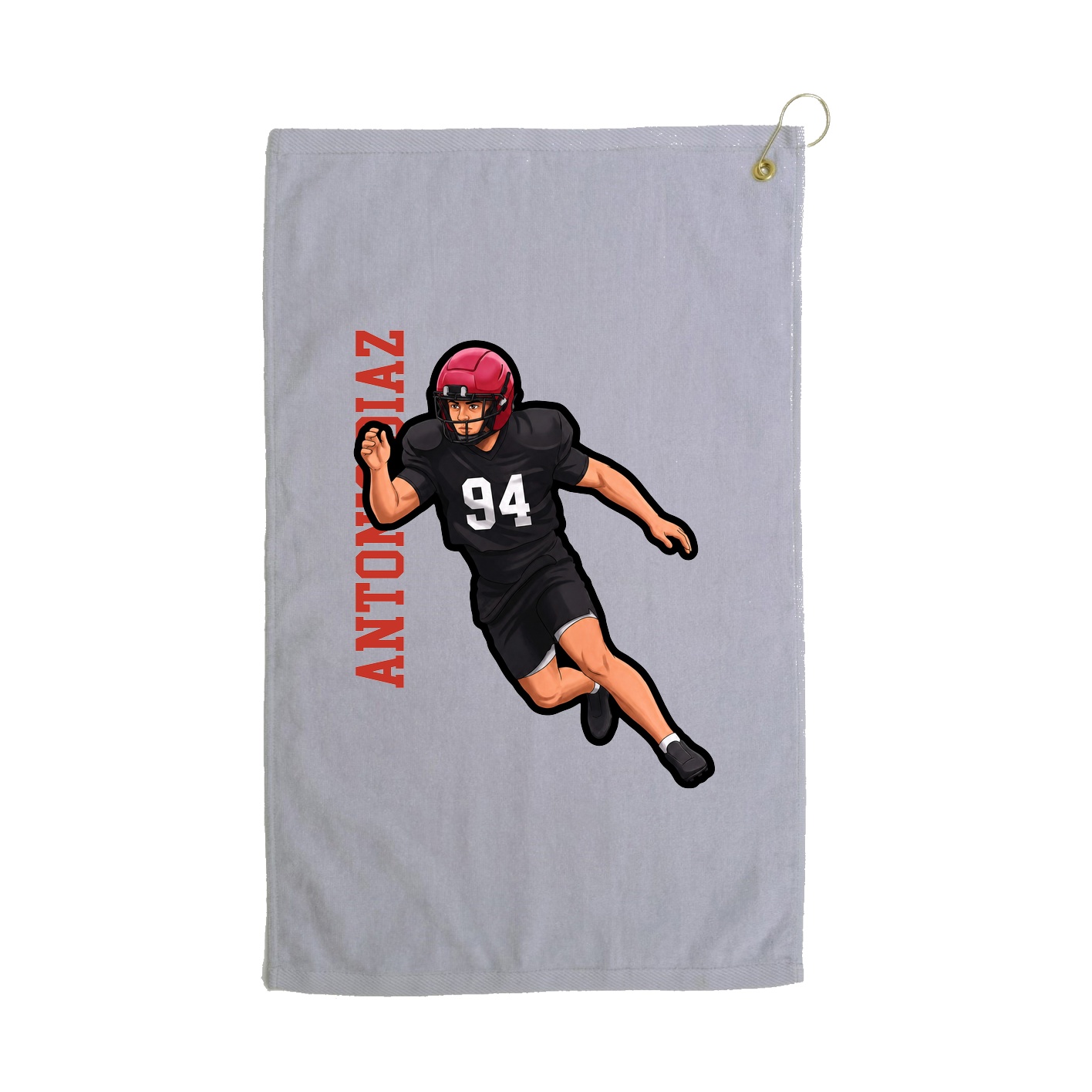 Golf Towel — Name Vertical in Grey