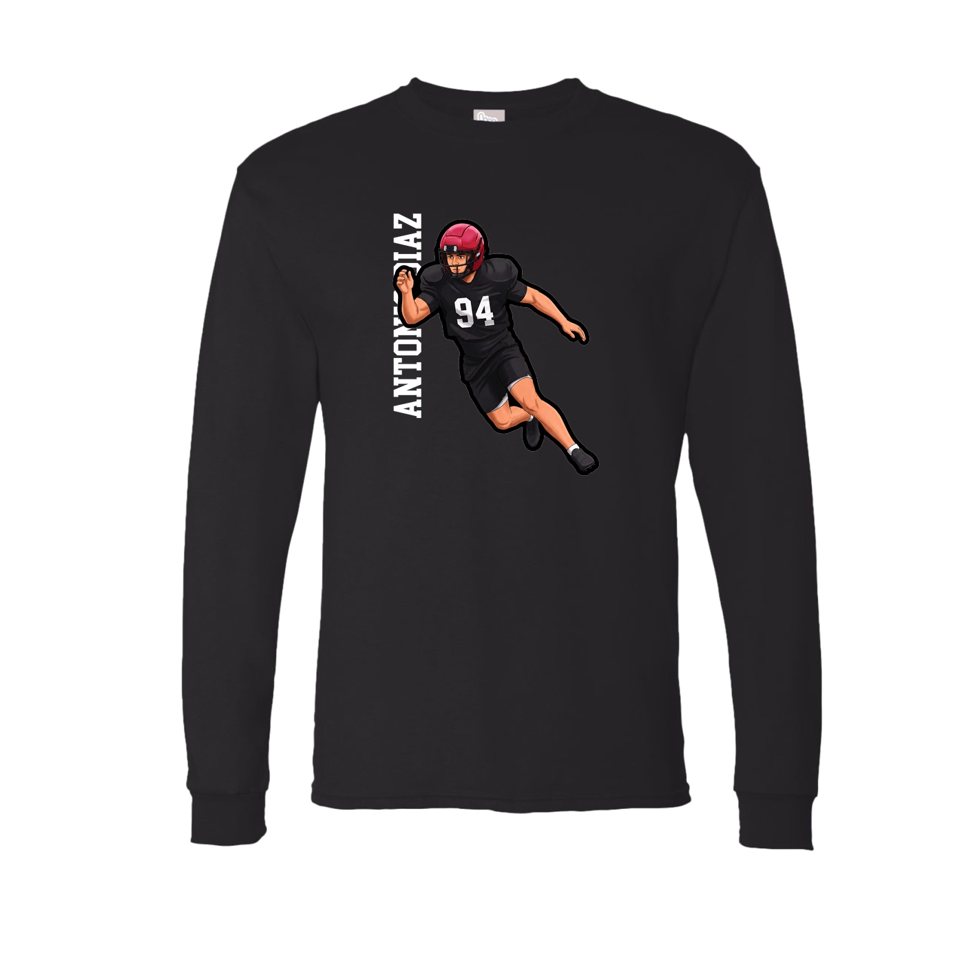 Long Sleeve Tee — Name Vertical in Black