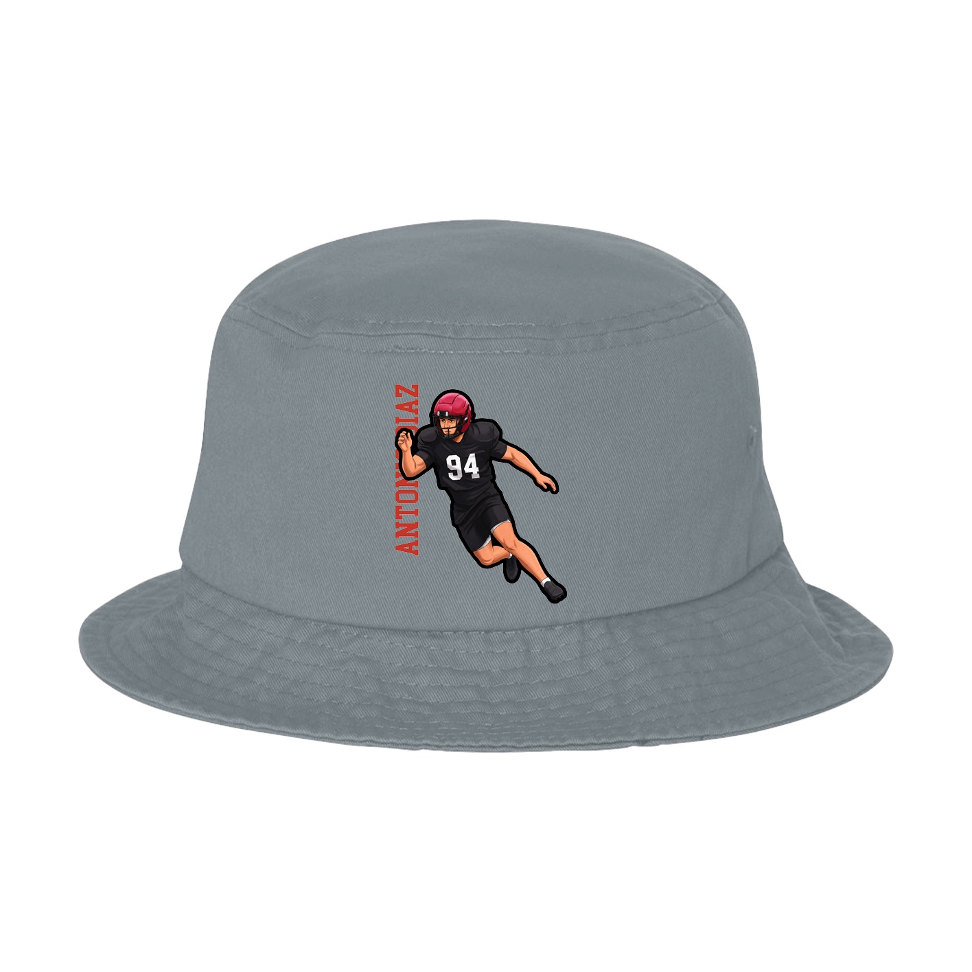 Bucket Cap — Name Vertical in Grey